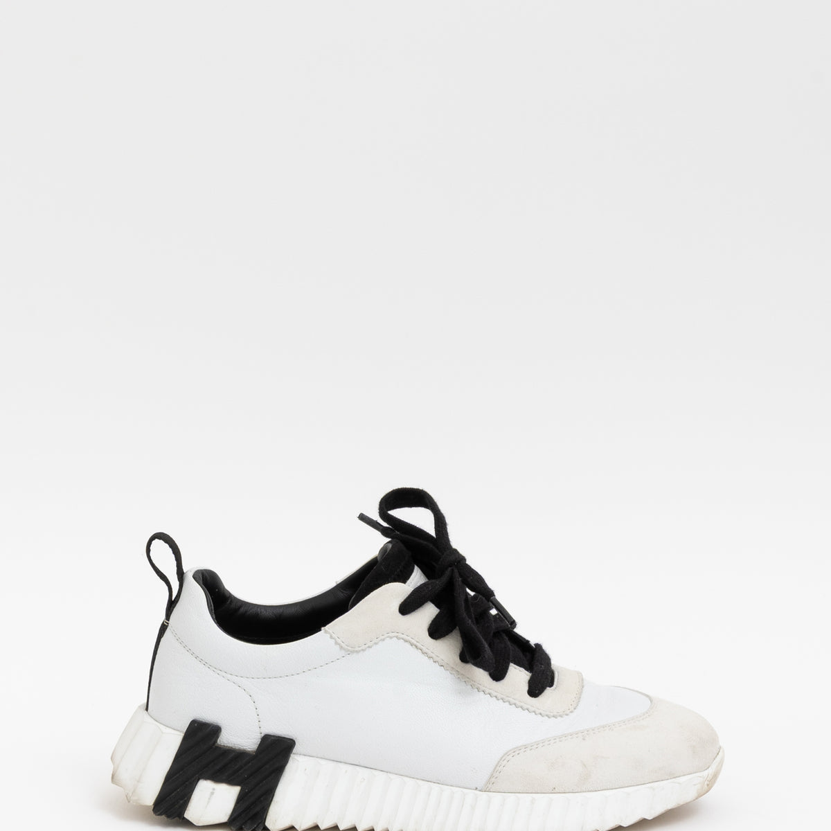 Hermès Ivory and Black H Bouncing Sneaker