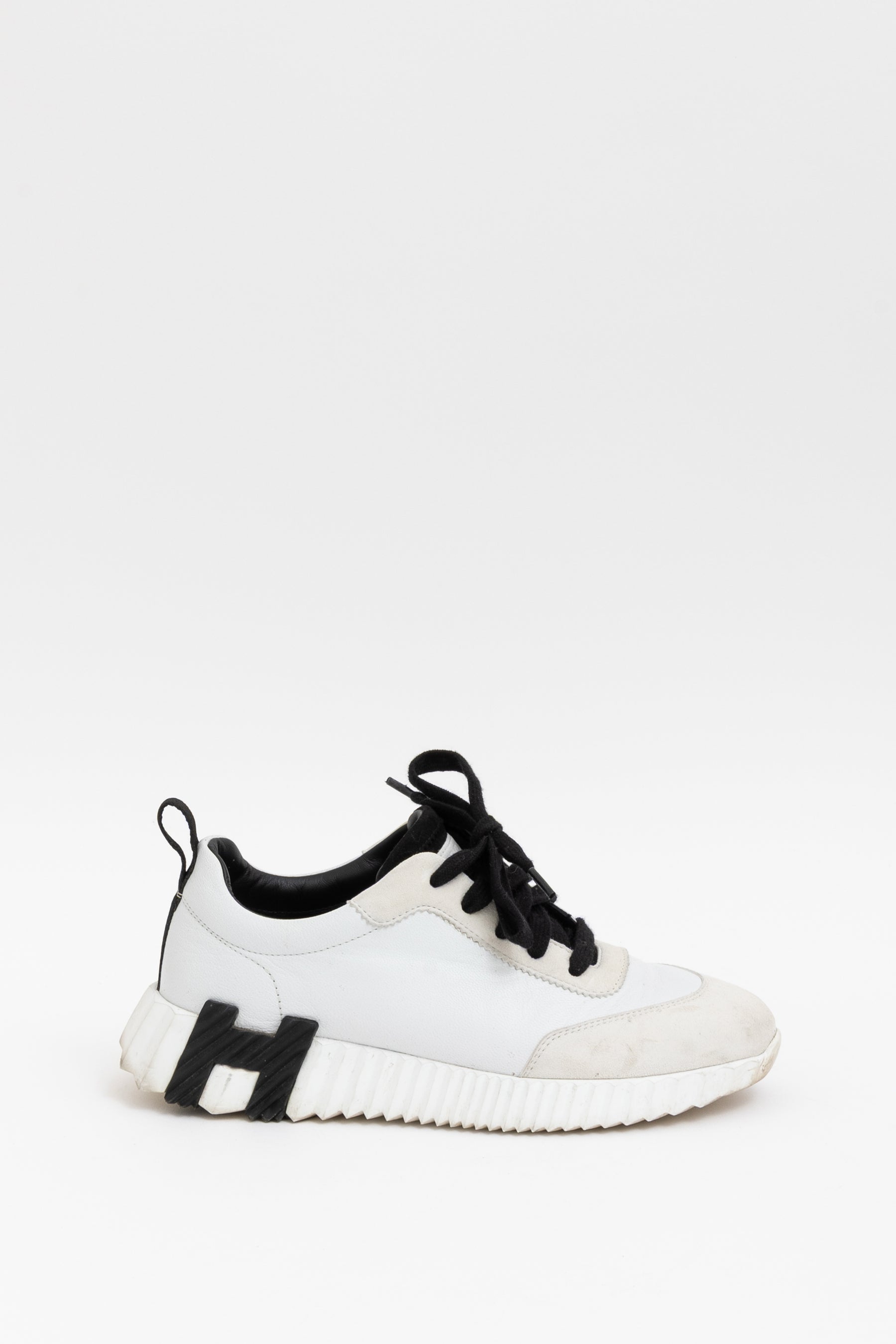 Hermès Ivory and Black H Bouncing Sneaker