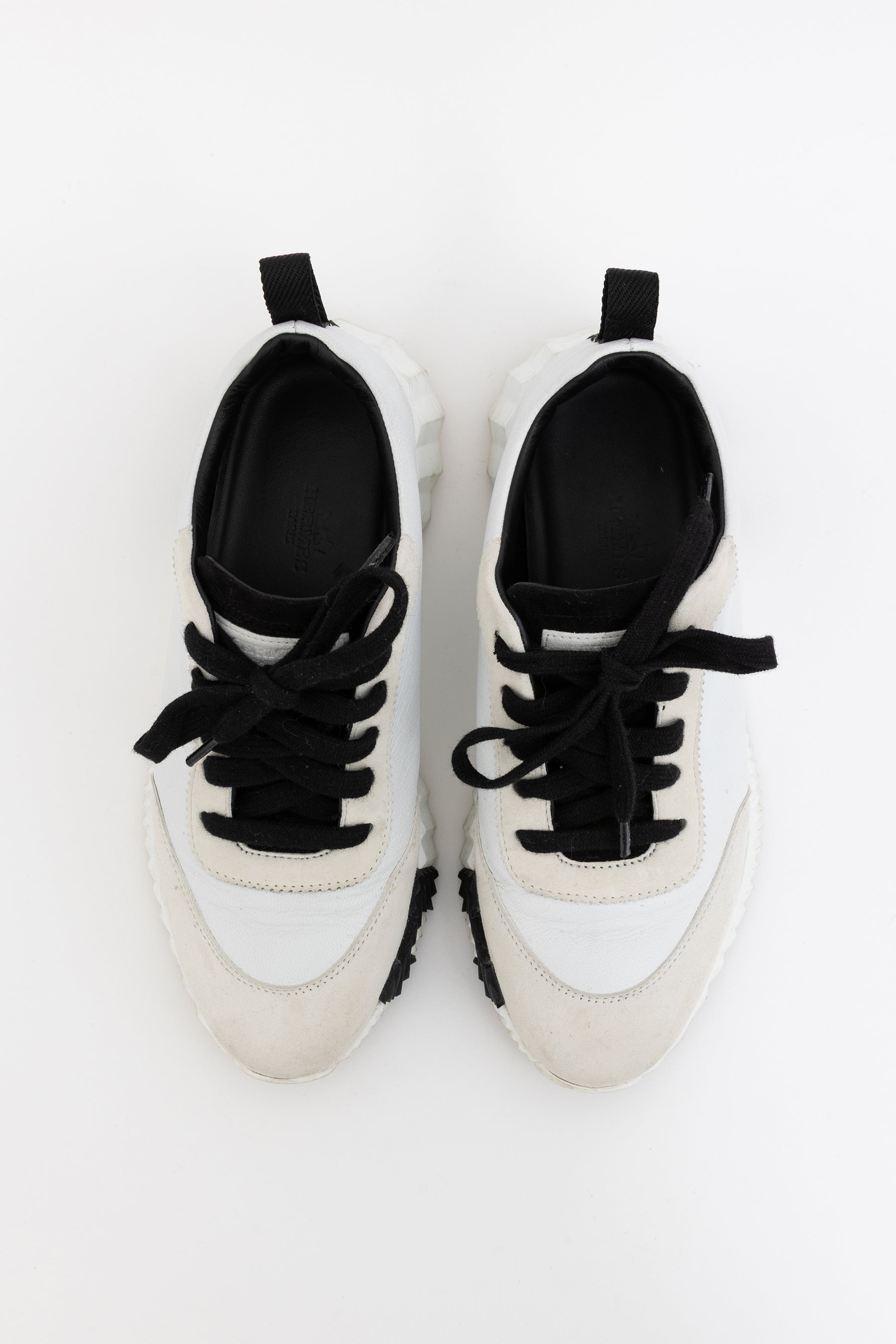Hermès Ivory and Black H Bouncing Sneaker