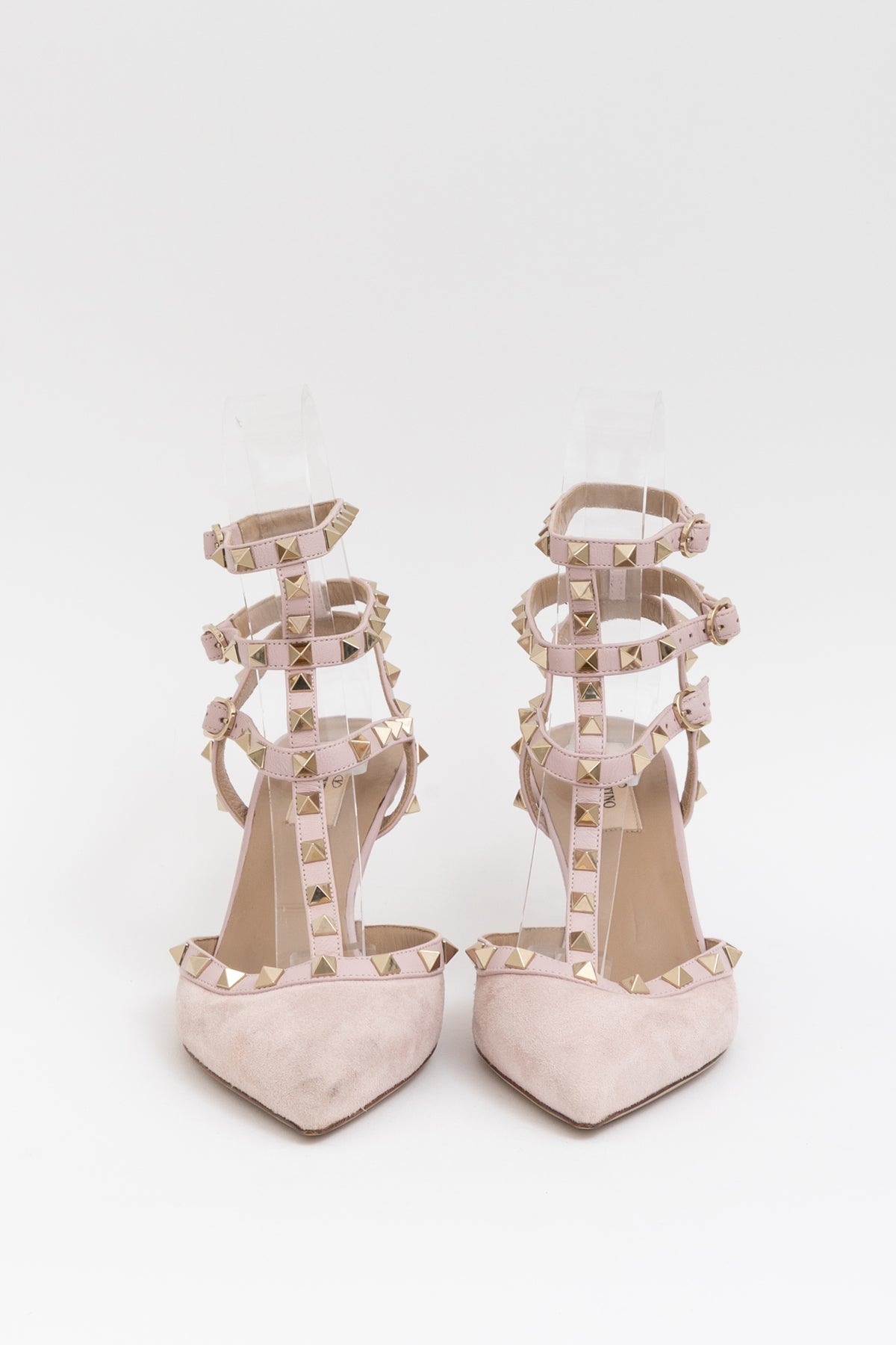 Suede Rockstud Caged Heels