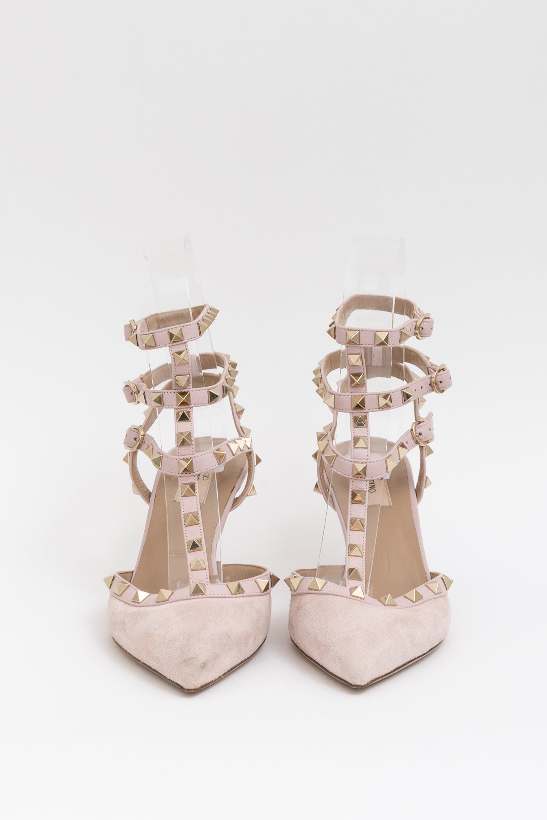 Suede Rockstud Caged Heels
