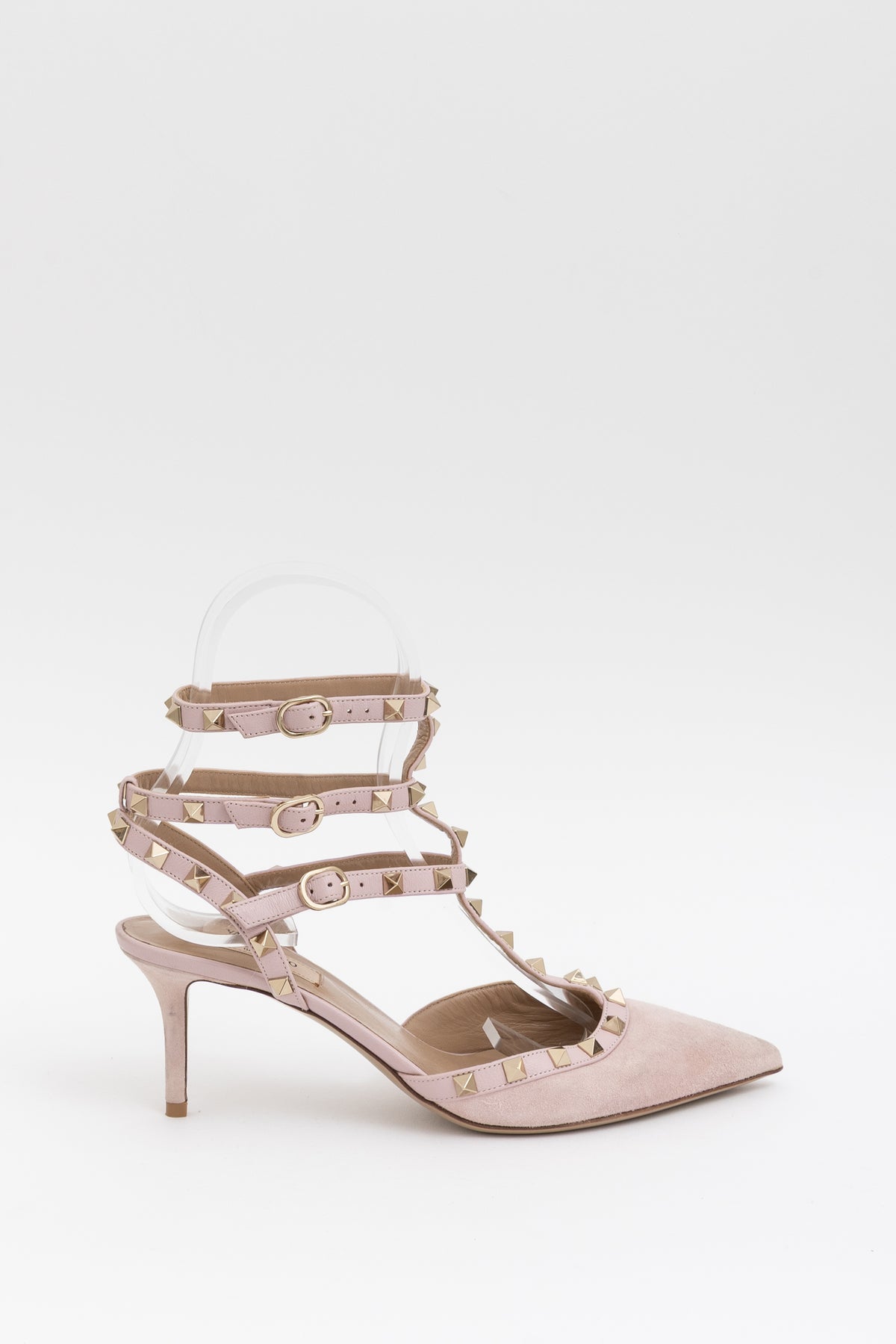 Suede Rockstud Caged Heels