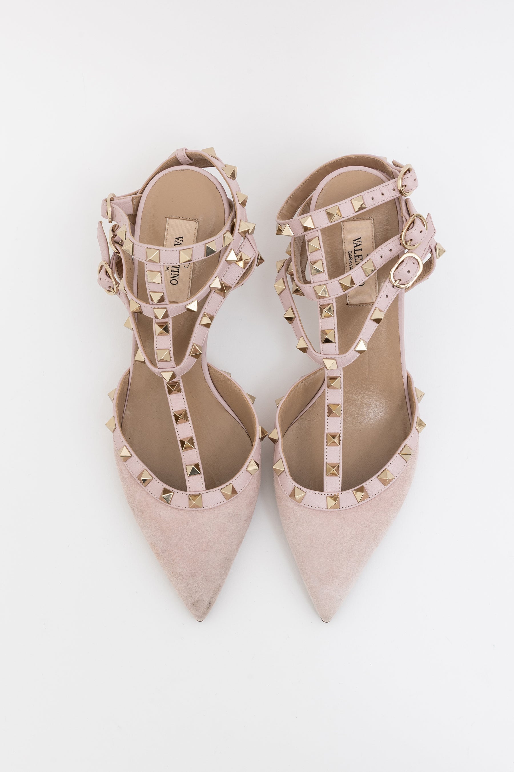 Suede Rockstud Caged Heels