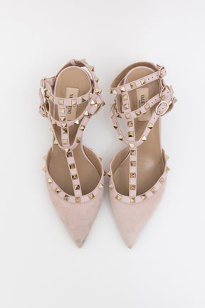 Suede Rockstud Caged Heels