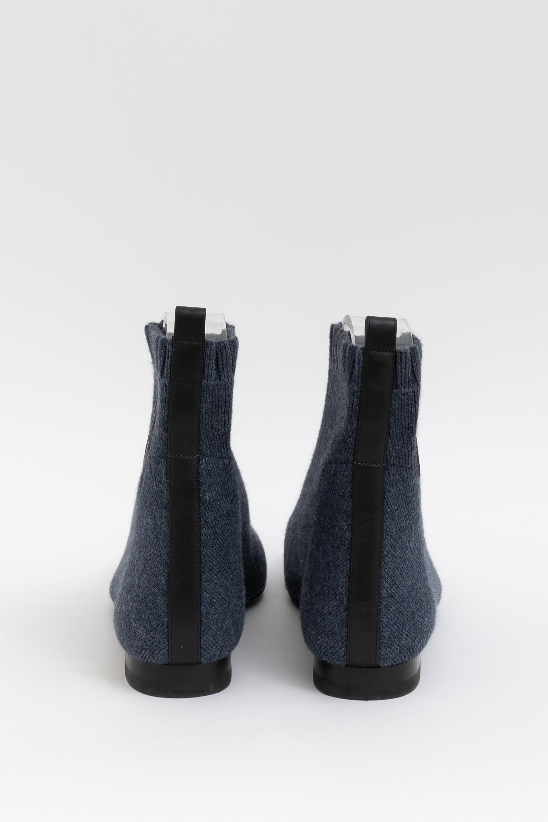 Hermes Knitted Cable Booties In Blue, 36.5