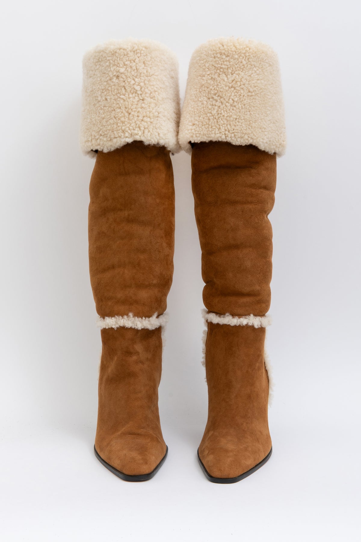 Suede Shearling Lined Knee High Boots