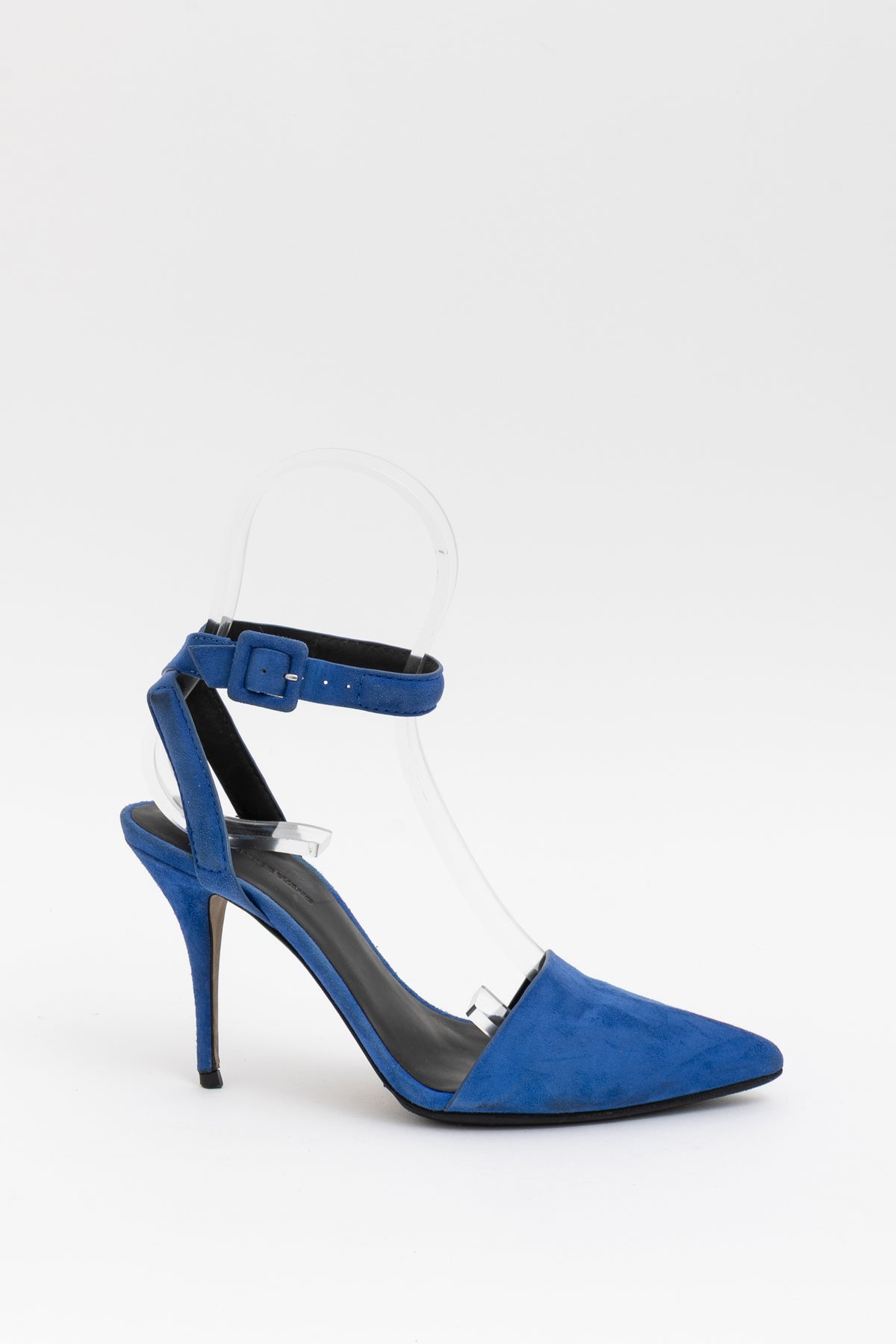Ankle Strap Suede Pointed Heels