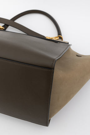 Contrast Leather Trapèze Bag