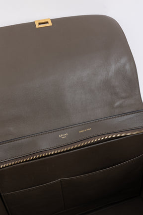 Contrast Leather Trapèze Bag