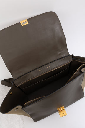 Contrast Leather Trapèze Bag