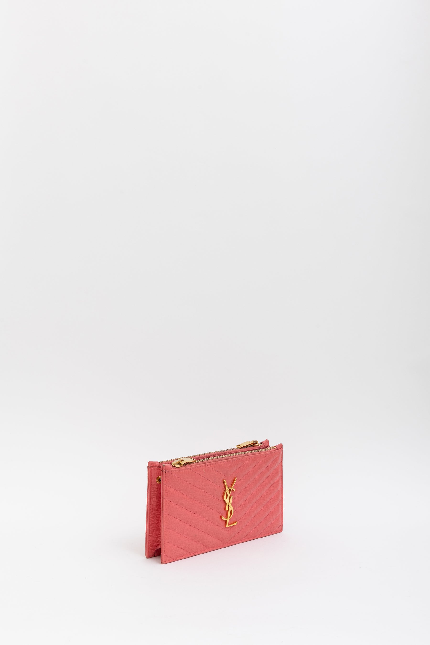 Double Zipped Logo Clutch