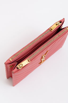 Double Zipped Logo Clutch