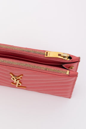 Double Zipped Logo Clutch