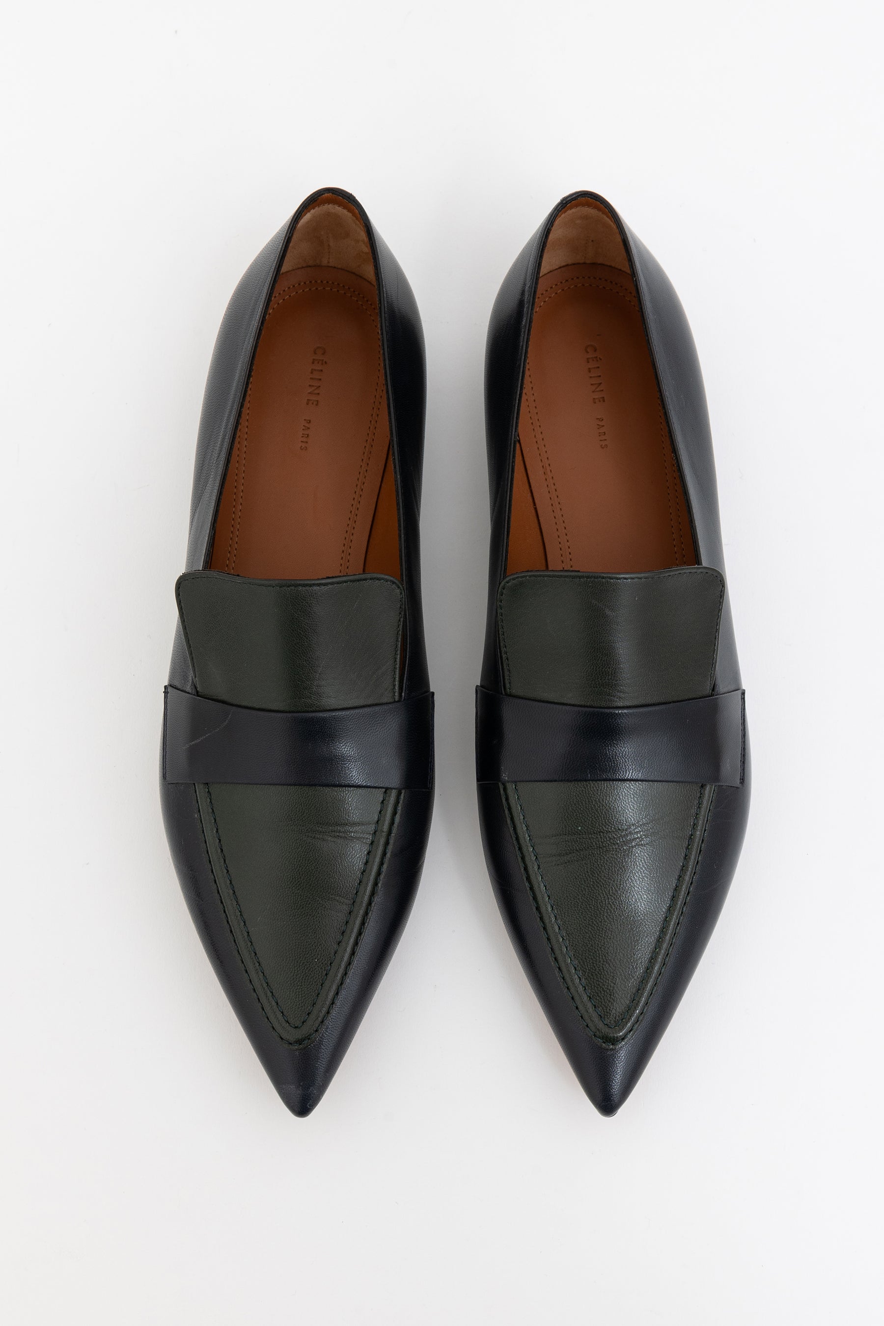 Celine Pointed Loafer In Navy
