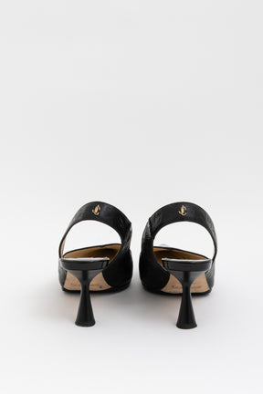 Pointed Logo Embossed Slingback Pump