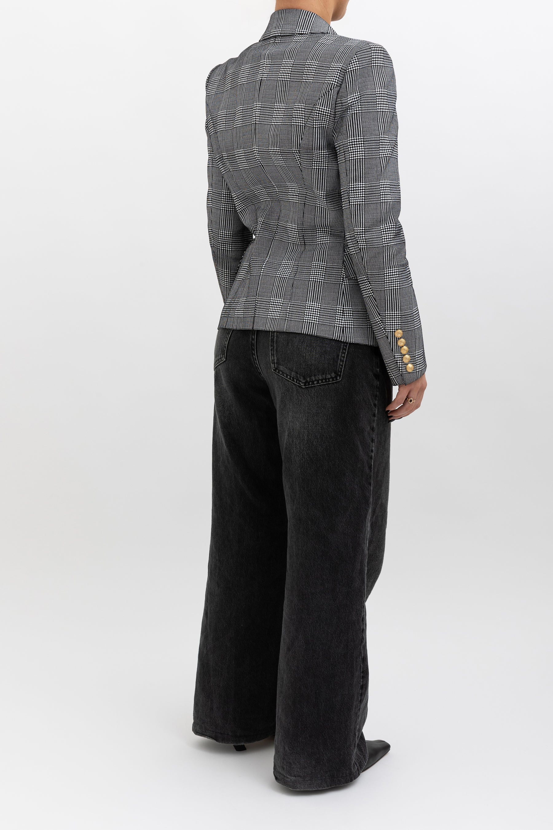Houndstooth Print Double Breasted Blazer