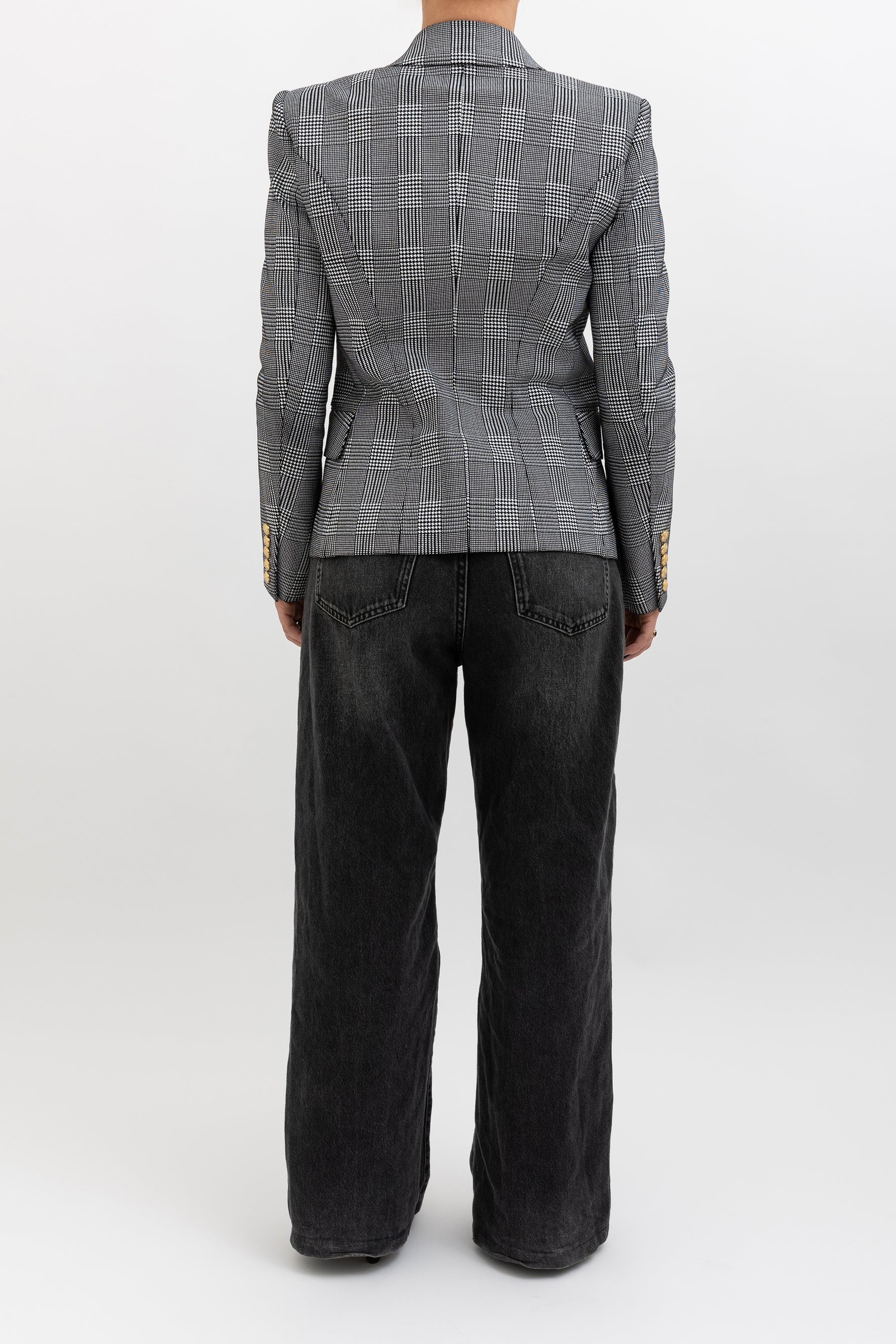 Houndstooth Print Double Breasted Blazer