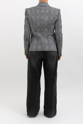 Houndstooth Print Double Breasted Blazer