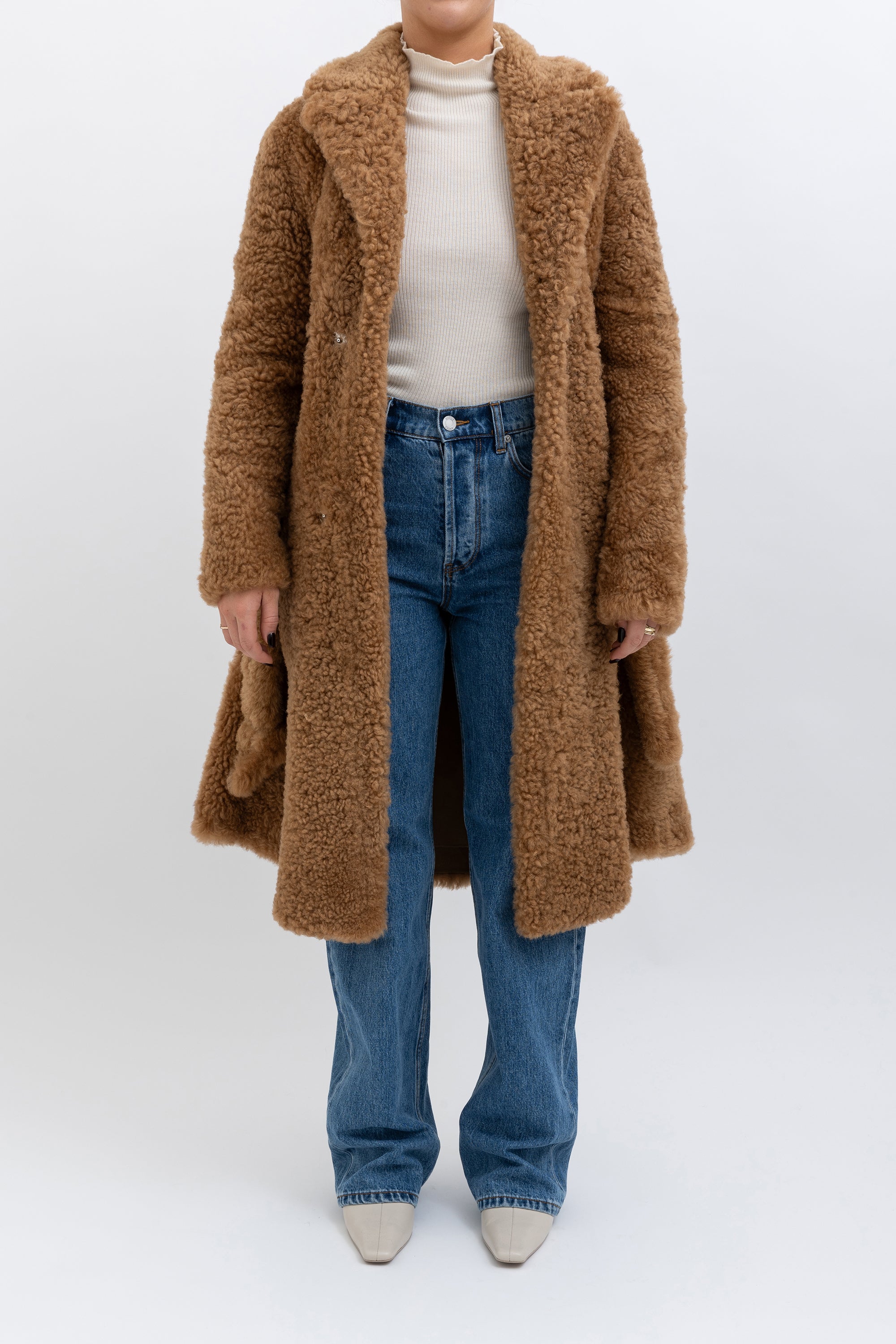 Teddy Shearling Belted Coat