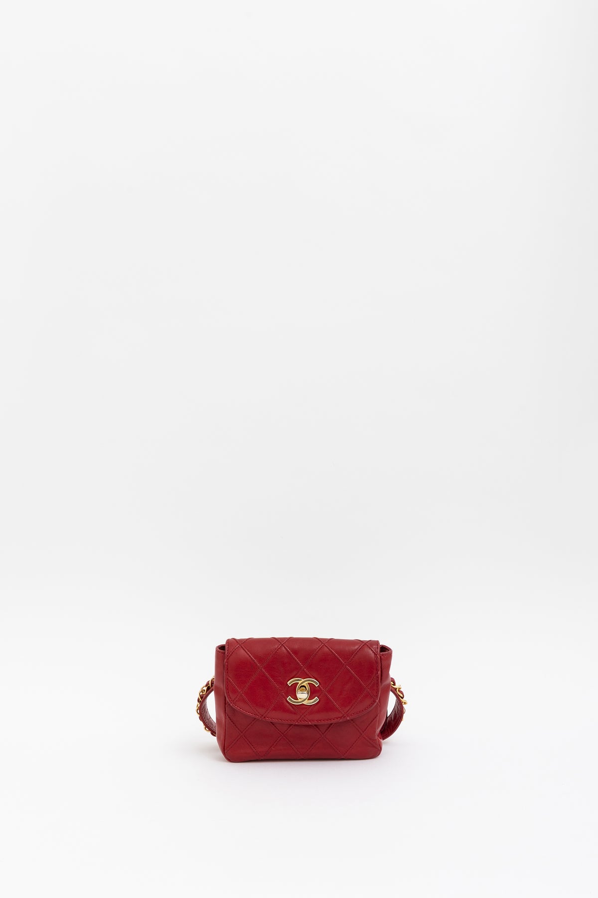 Diamond Stitch Waist Chain Belt Bag