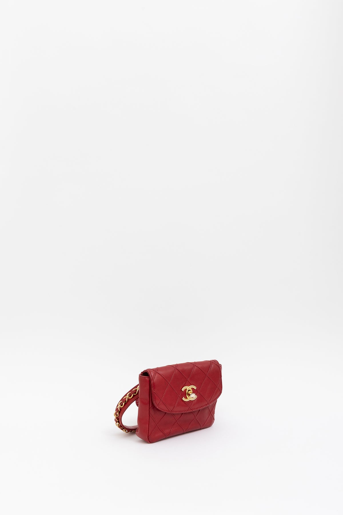Diamond Stitch Waist Chain Belt Bag