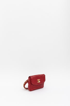 Diamond Stitch Waist Chain Belt Bag