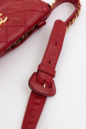 Diamond Stitch Waist Chain Belt Bag