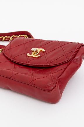 Diamond Stitch Waist Chain Belt Bag
