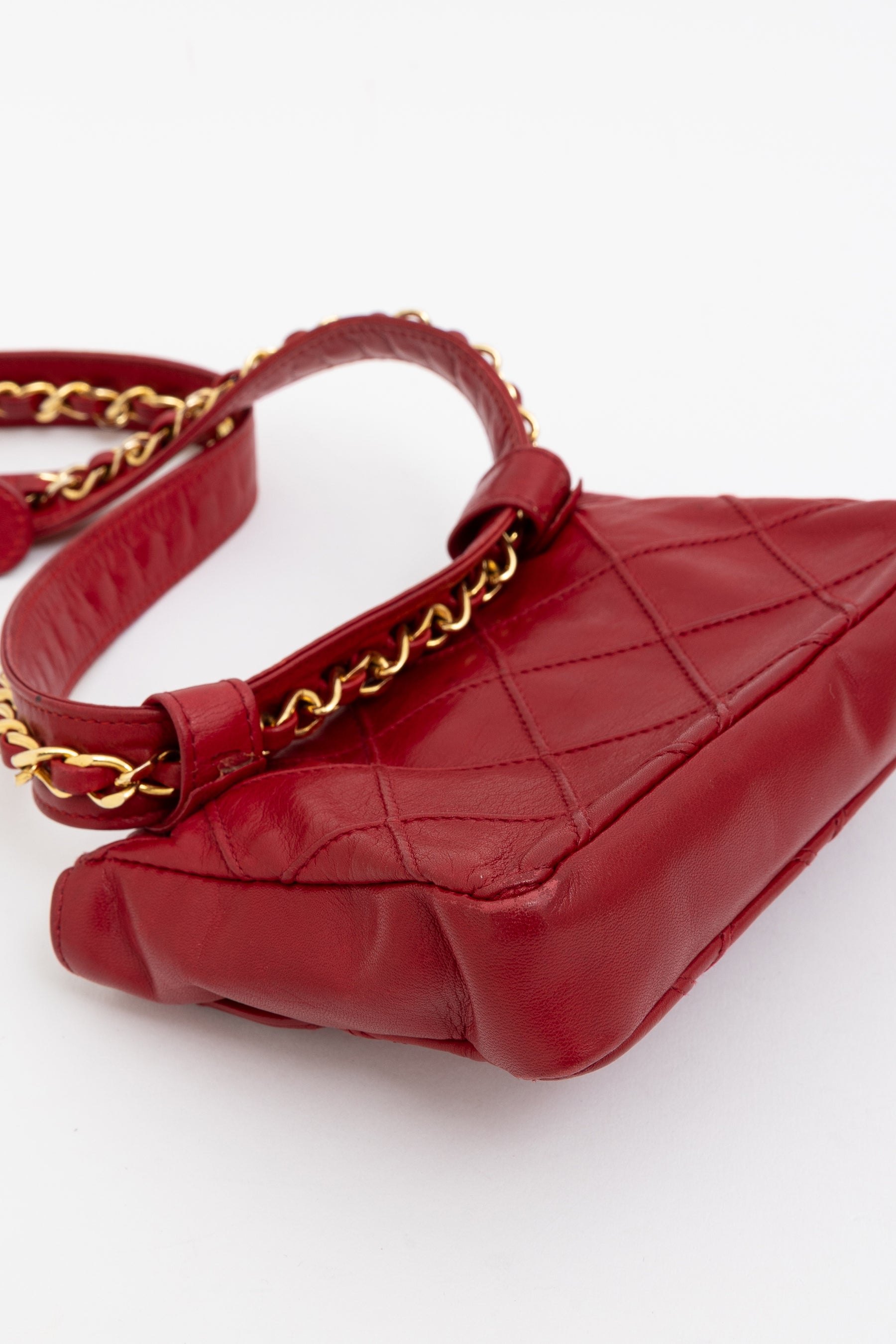 Diamond Stitch Waist Chain Belt Bag