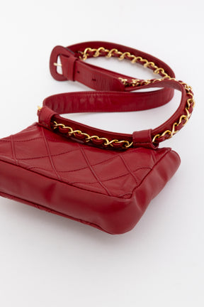 Diamond Stitch Waist Chain Belt Bag
