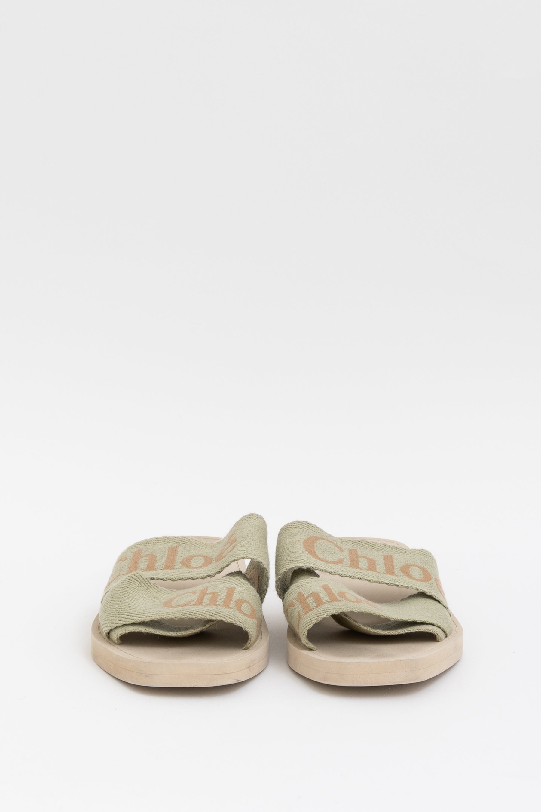 Chloé Leaf Green Woody Slides, 37