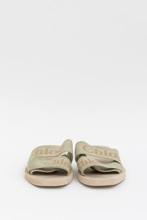 Chloé Leaf Green Woody Slides, 37
