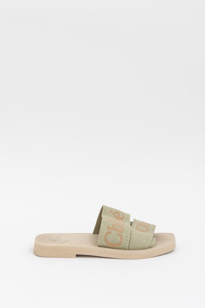 Chloé Leaf Green Woody Slides, 37