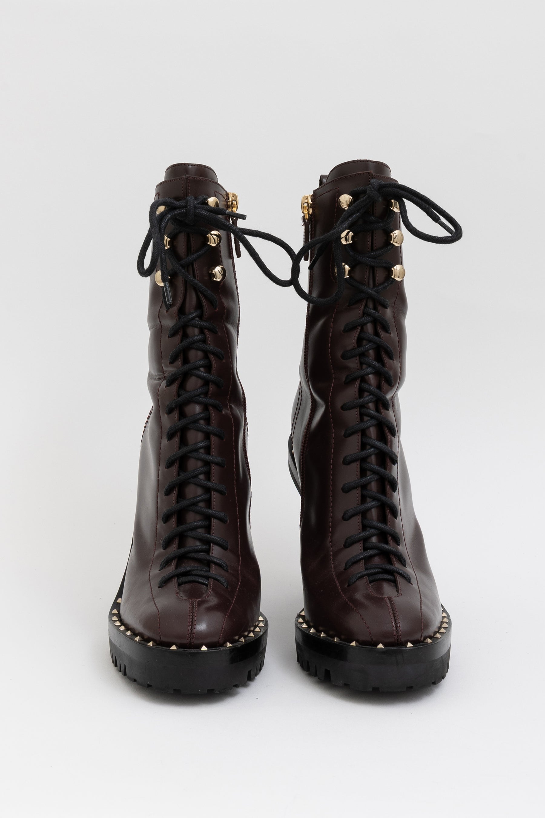 Rockstud Heel Lace Up Boots
