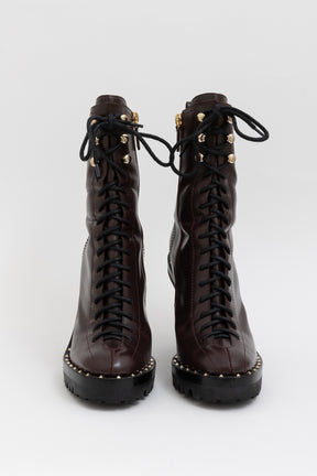 Rockstud Heel Lace Up Boots