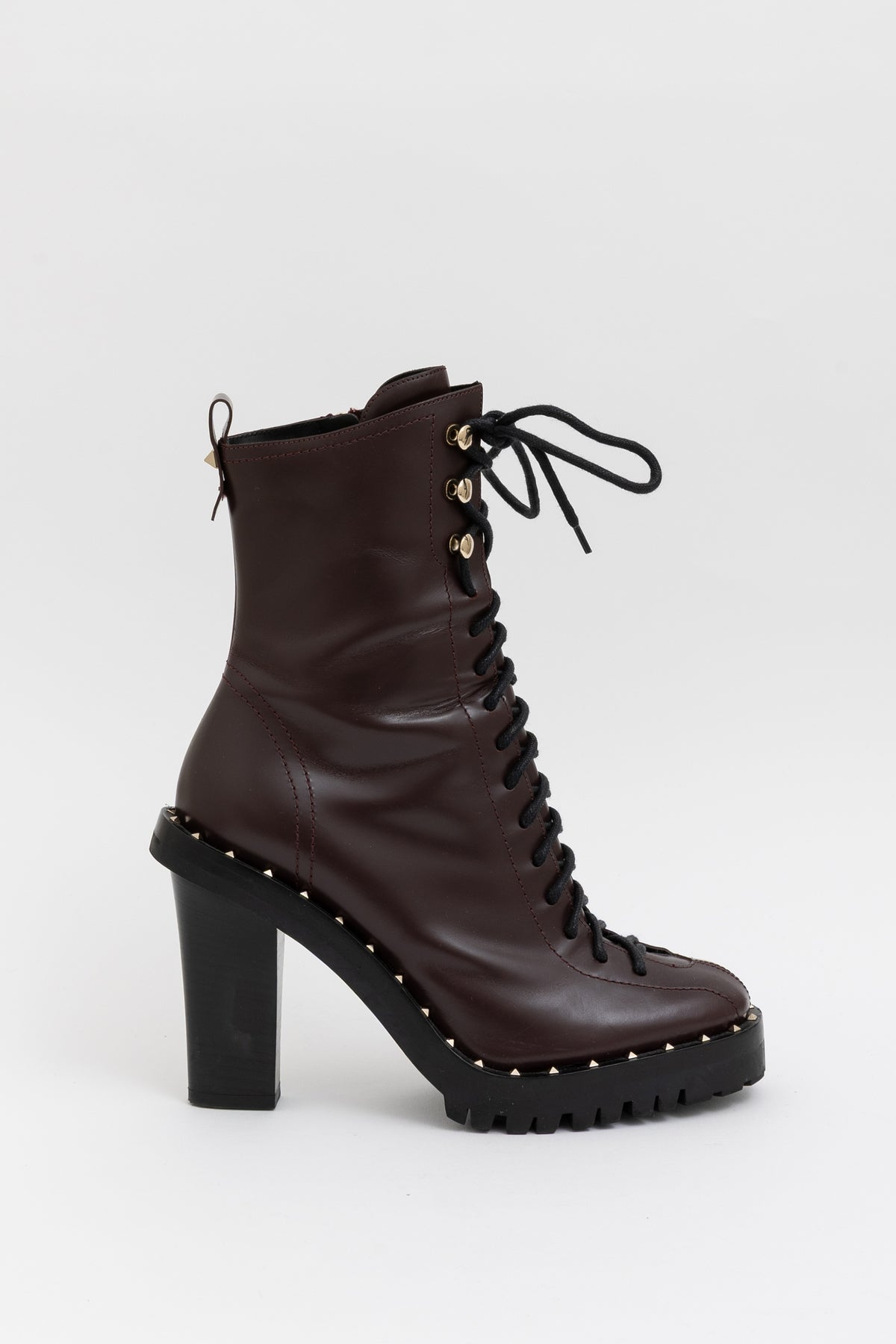 Rockstud Heel Lace Up Boots