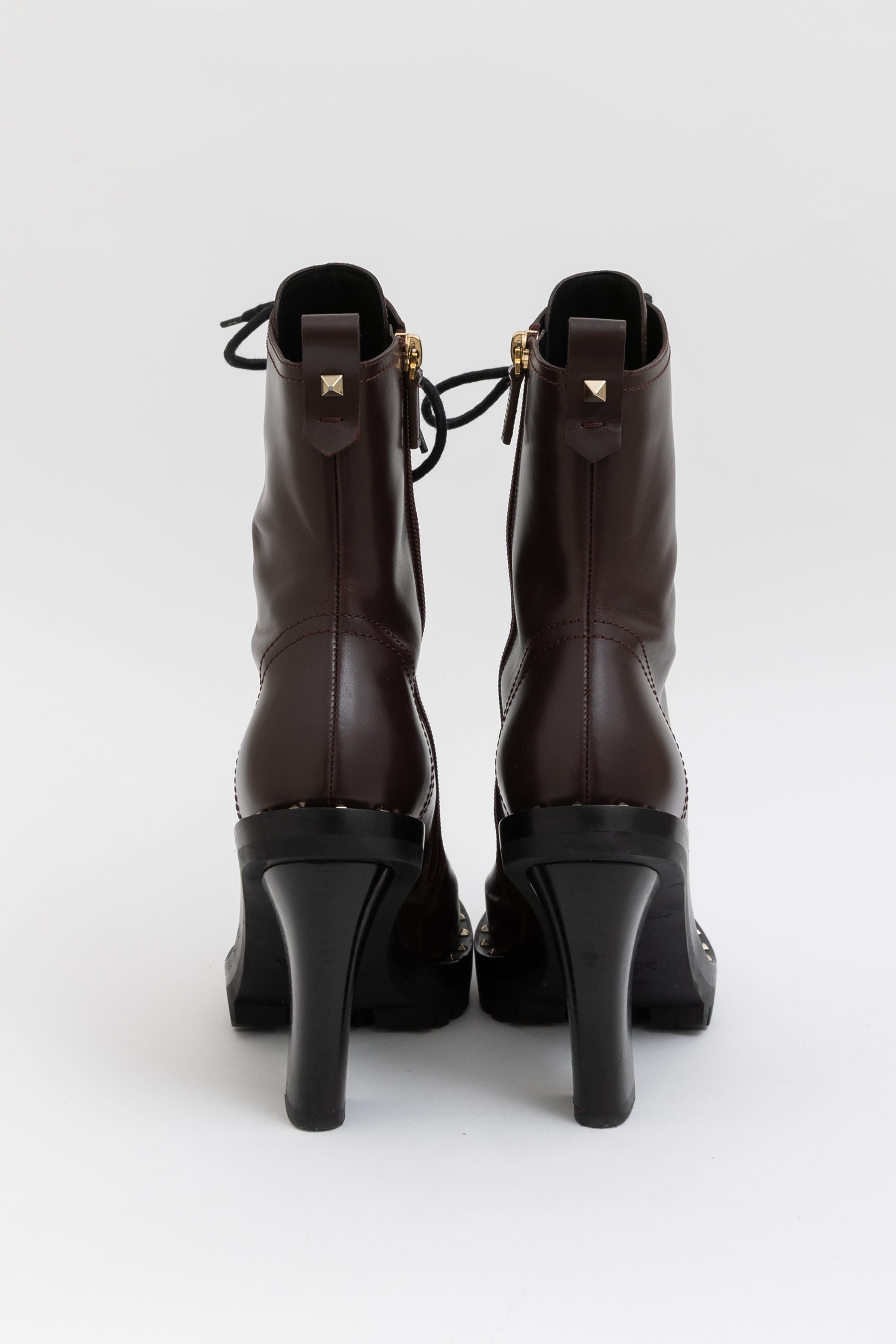 Rockstud Heel Lace Up Boots