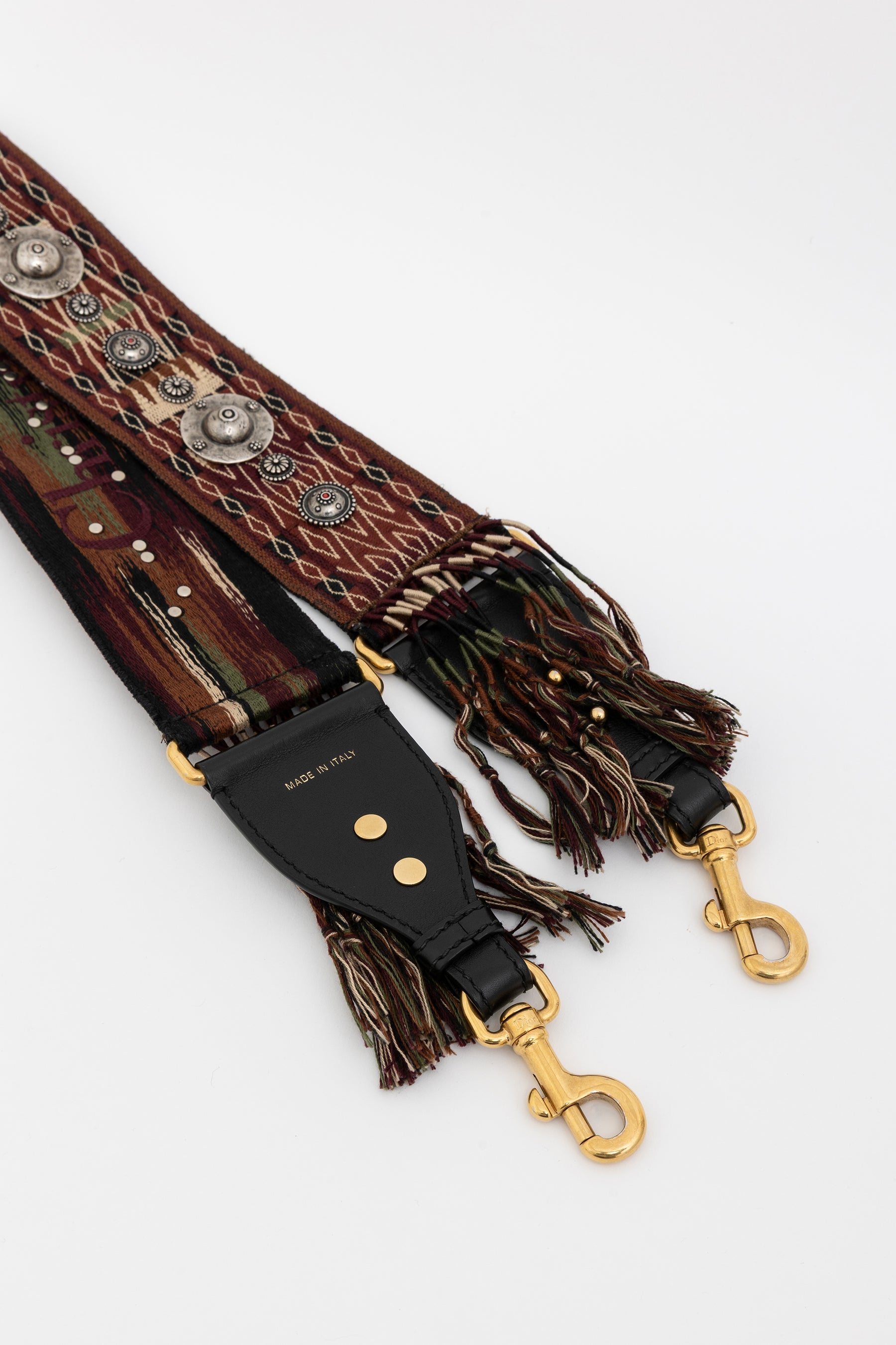 Studded Embroidered Bag Strap