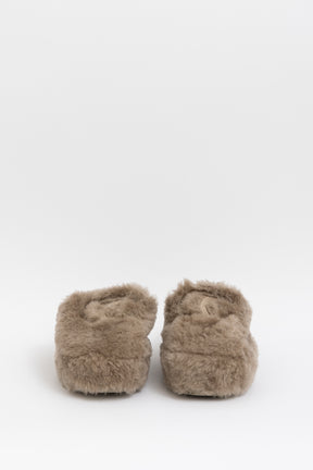 Shearling Logo Slippers with Travel Pouch