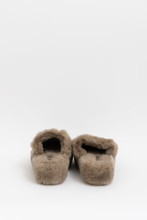 Shearling Logo Slippers with Travel Pouch