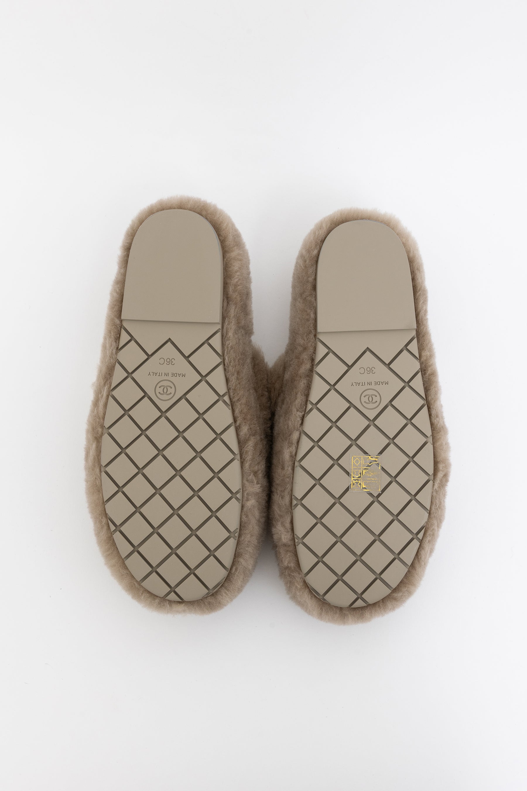 Shearling Logo Slippers with Travel Pouch