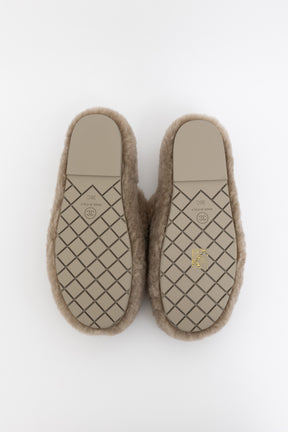 Shearling Logo Slippers with Travel Pouch