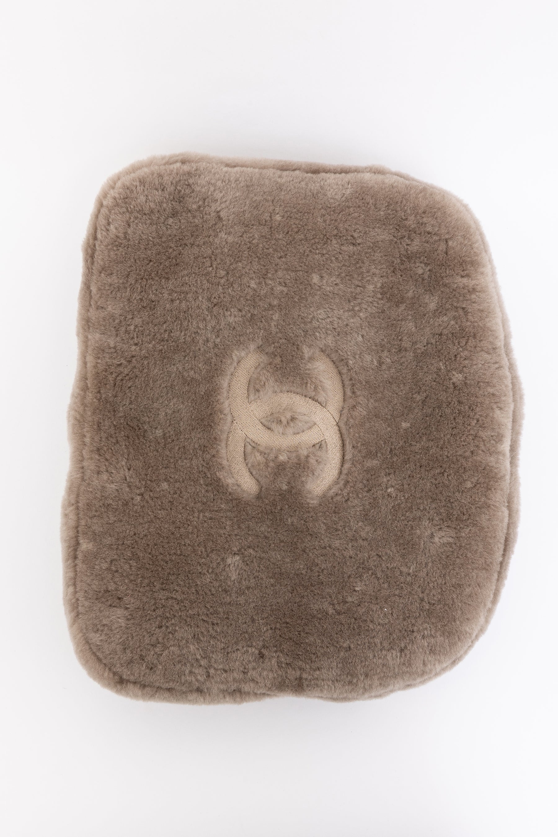 Shearling Logo Slippers with Travel Pouch