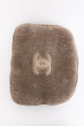 Shearling Logo Slippers with Travel Pouch