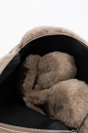 Shearling Logo Slippers with Travel Pouch