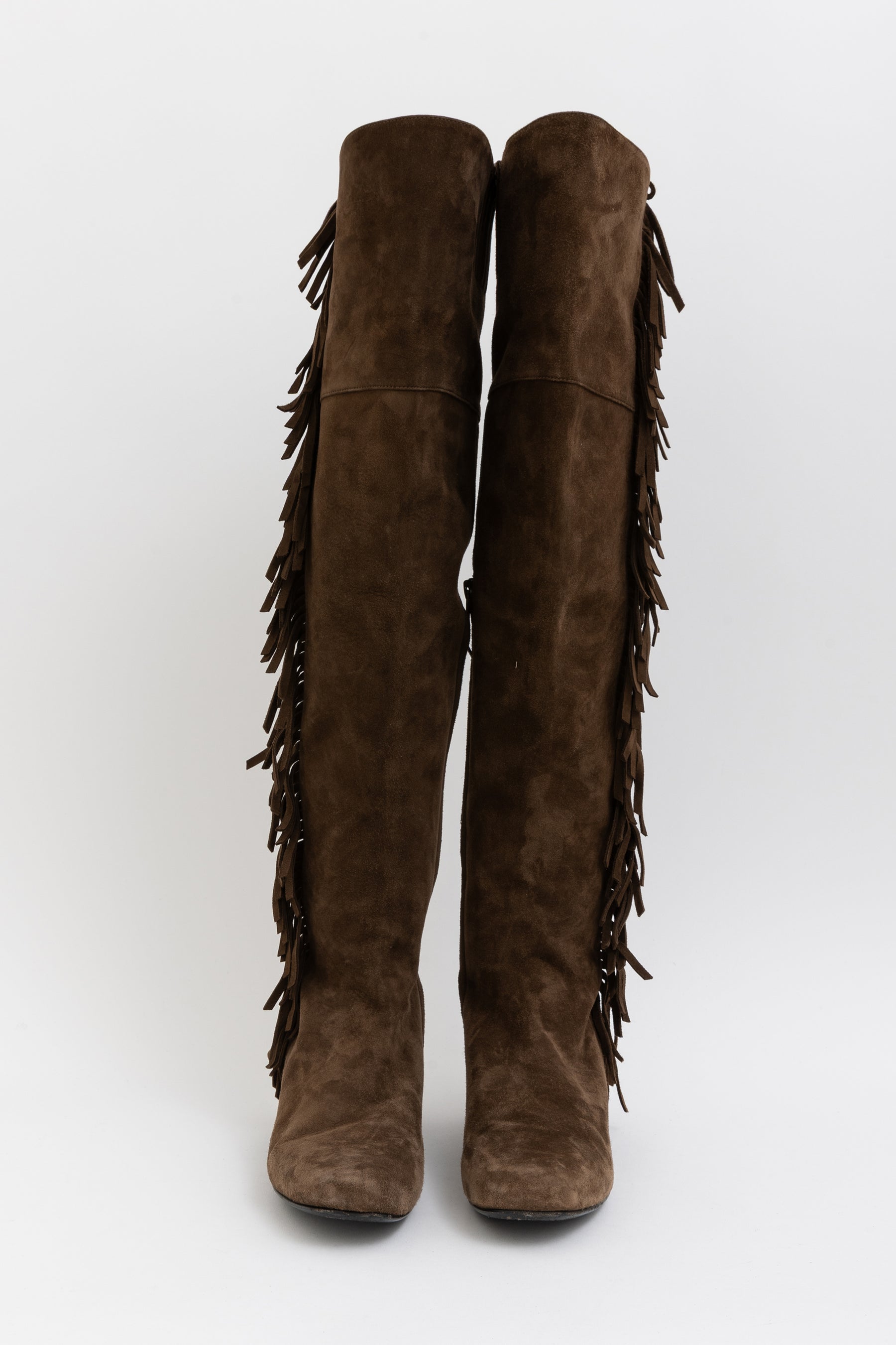 Suede Fringed High Boots