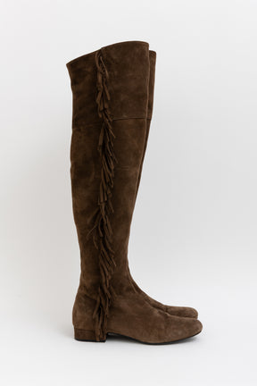 Suede Fringed High Boots