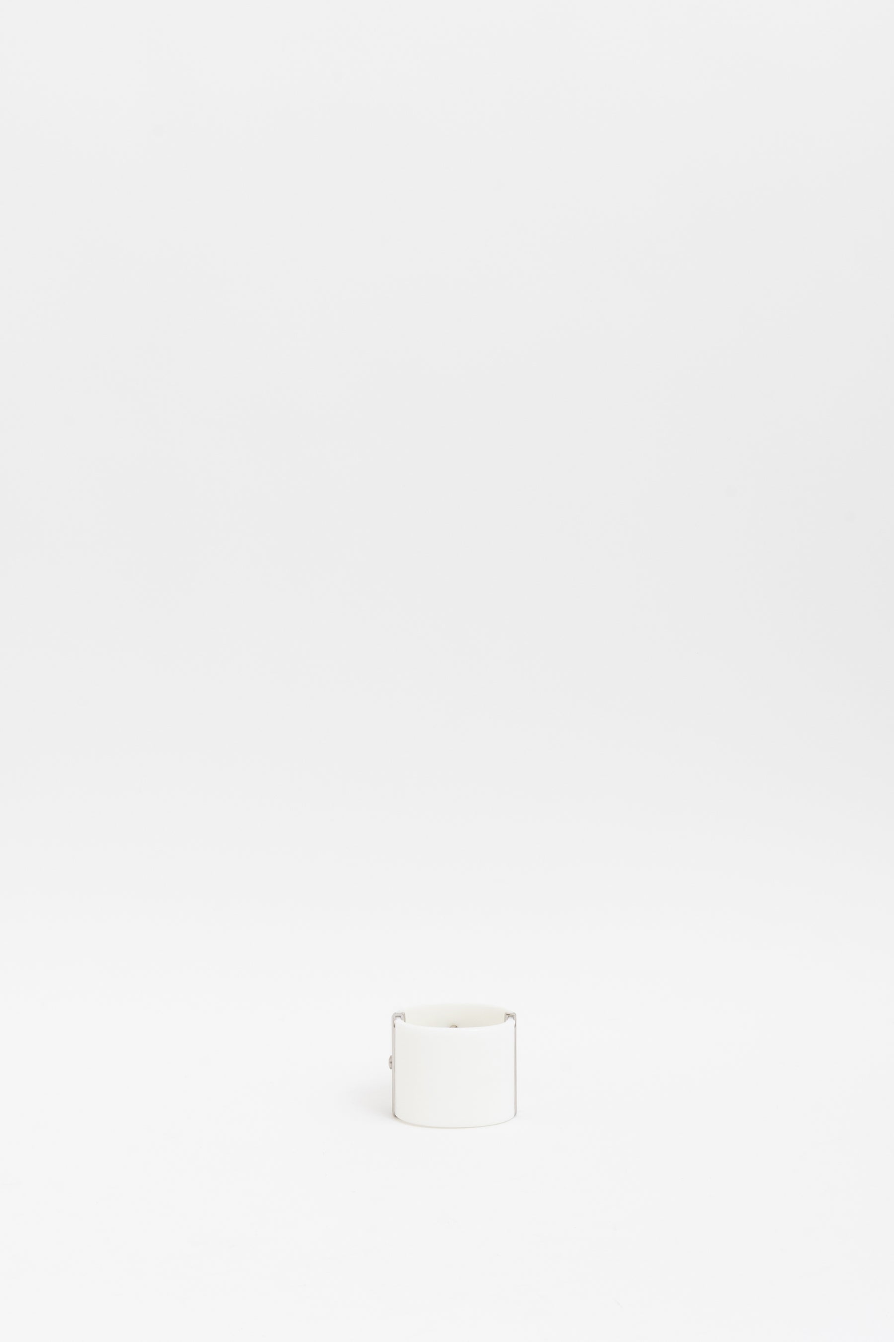 Chanel White and Silver Acrylic Logo Cuff