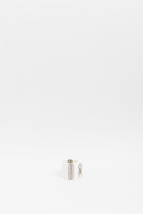 Chanel White and Silver Acrylic Logo Cuff