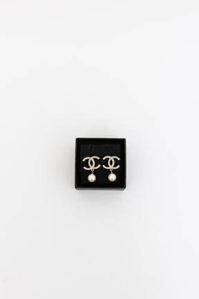 Crystal CC Pearl Drop Earrings